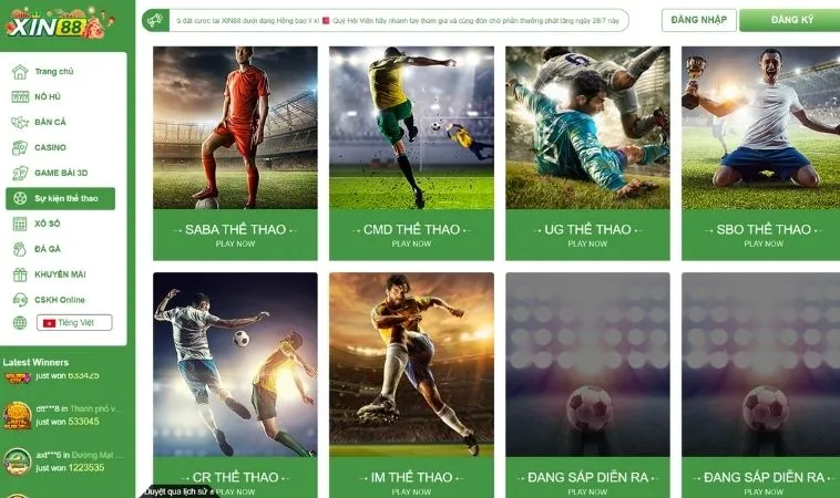 Nhà cái Xin88 hợp tác với nhiều nhà cung cấp cá cược thể thao hàng đầu